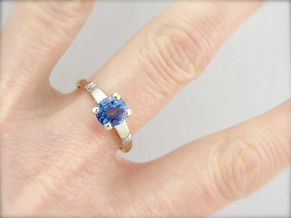 Retro Era Ceylon Sapphire Engagement Ring - image 4