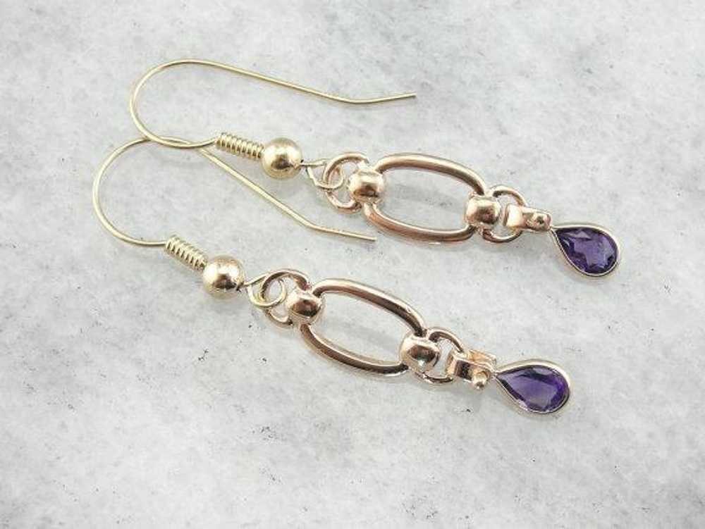 Amethyst Teardrops and Golden Links, Handcrafted … - image 1