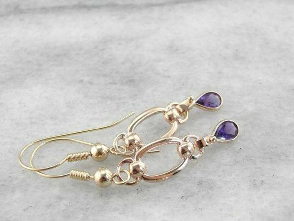 Amethyst Teardrops and Golden Links, Handcrafted … - image 2