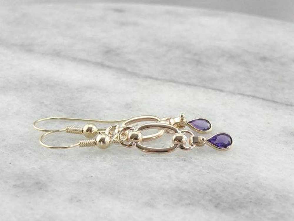 Amethyst Teardrops and Golden Links, Handcrafted … - image 3