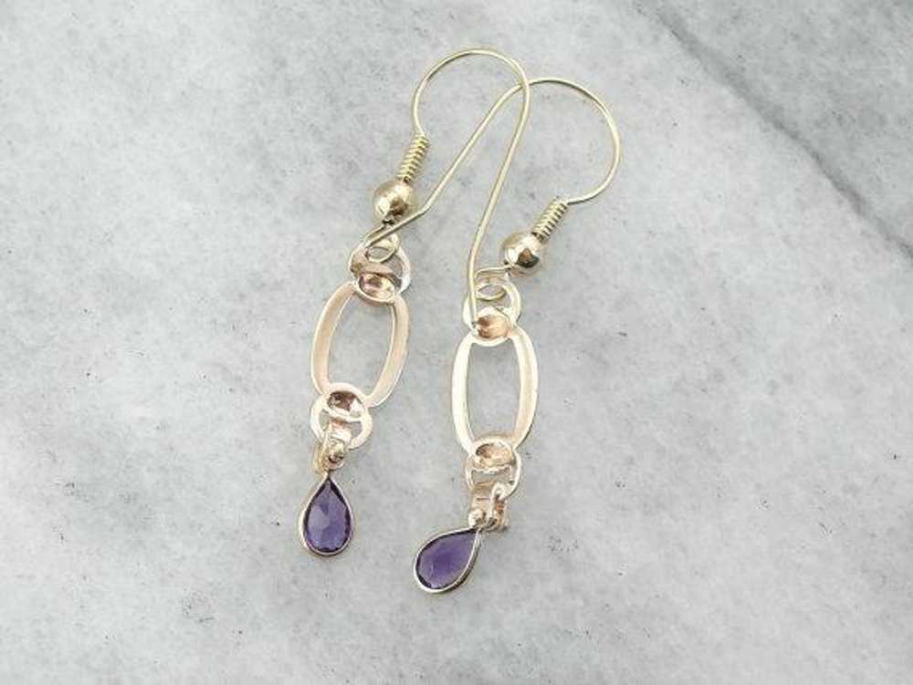 Amethyst Teardrops and Golden Links, Handcrafted … - image 4