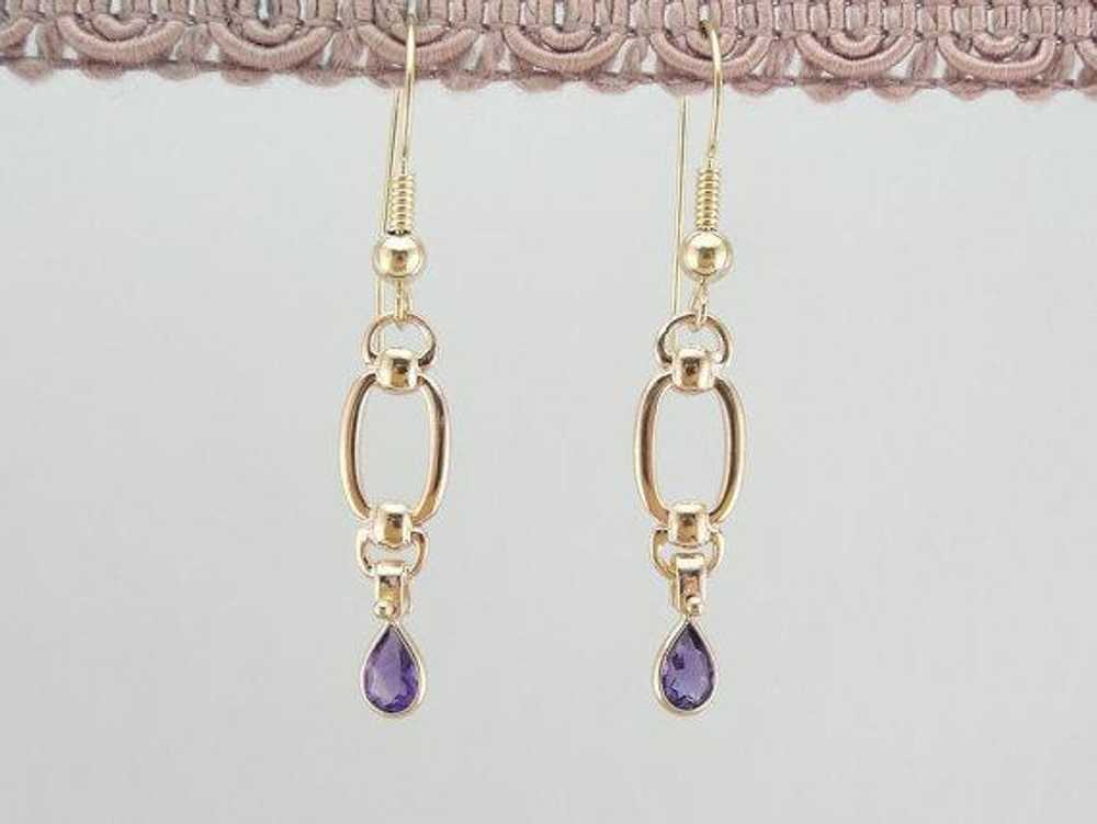 Amethyst Teardrops and Golden Links, Handcrafted … - image 5