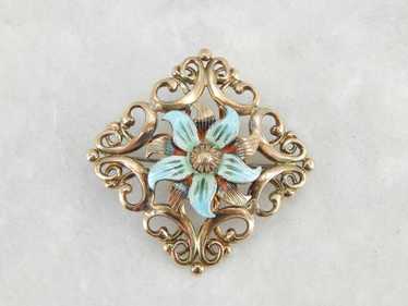 Scrolling Gold over Silver Symmetallic Brooch wit… - image 1