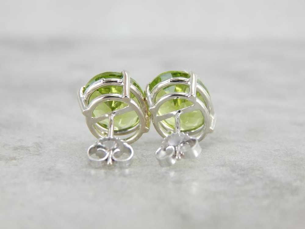 Large Oval Peridot Stud Earrings in White Gold - image 4