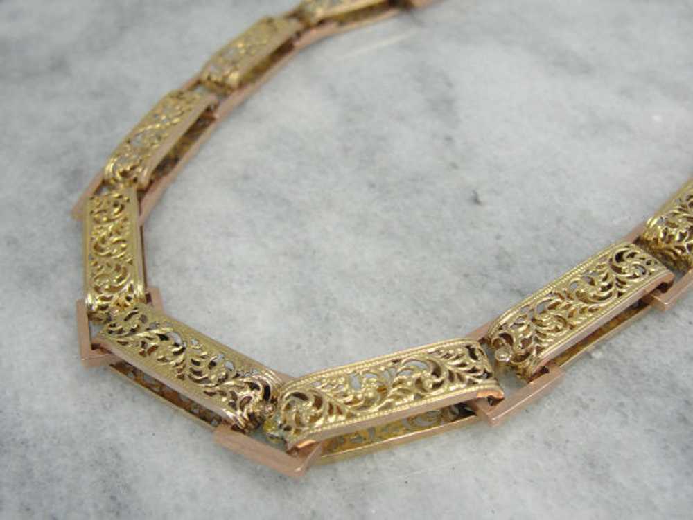 Fine Filigree Victorian Large Ornate Link Necklace - image 1