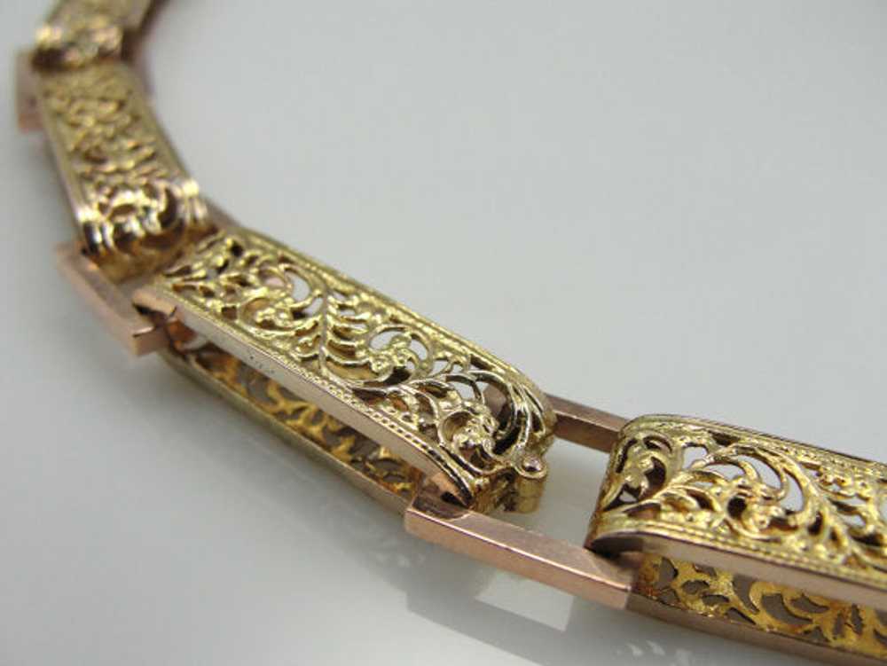Fine Filigree Victorian Large Ornate Link Necklace - image 3
