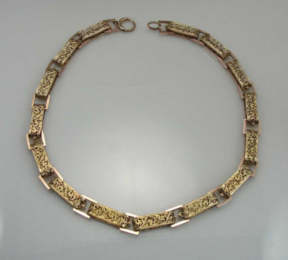 Fine Filigree Victorian Large Ornate Link Necklace - image 4