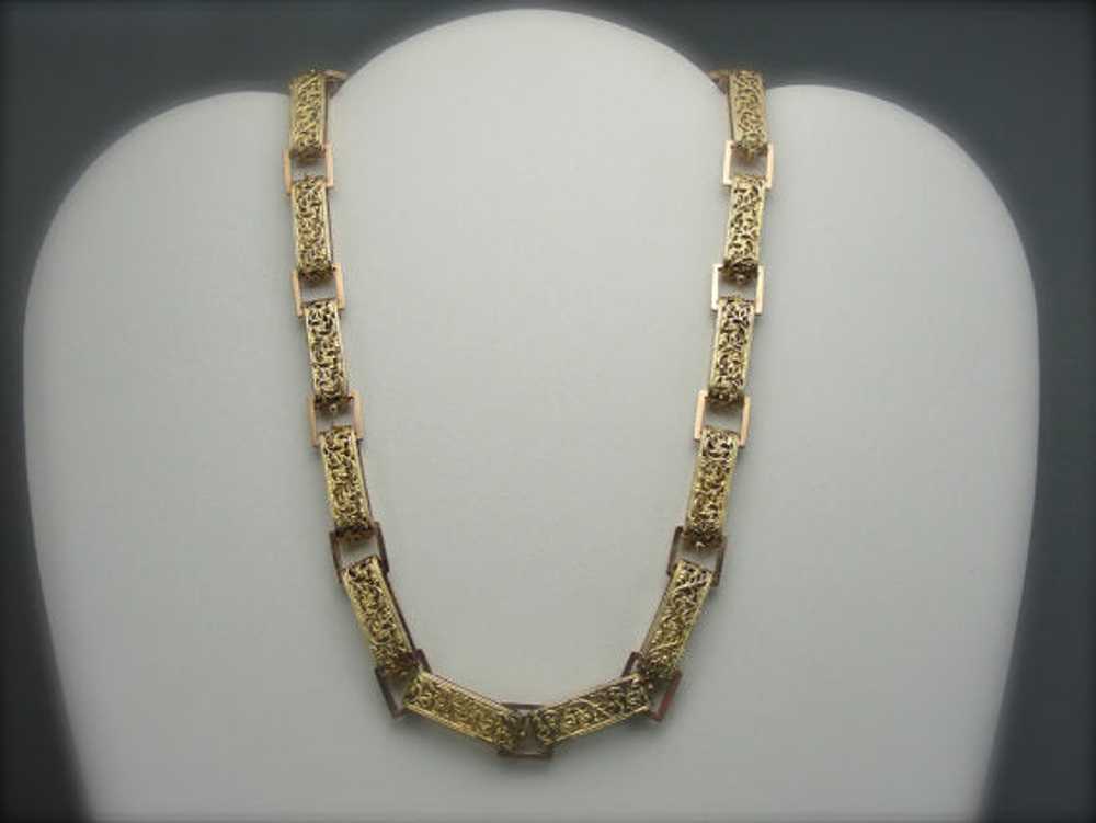 Fine Filigree Victorian Large Ornate Link Necklace - image 5