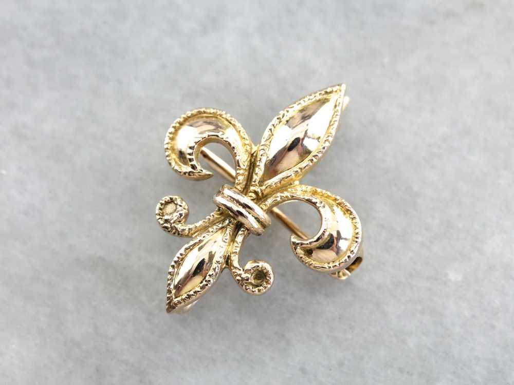 Antique Fleur de Lis Gold Brooch - image 1