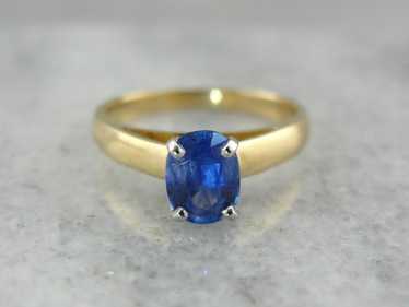 High Set Sapphire Solitaire - image 1
