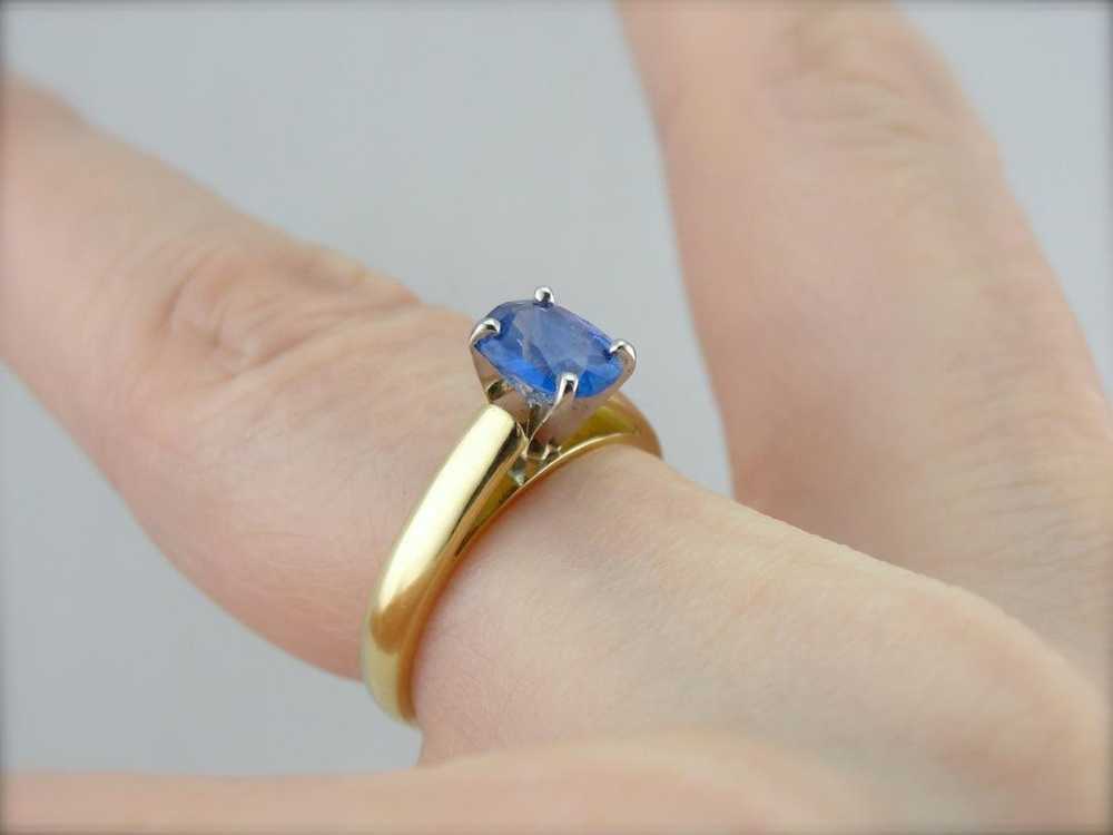 High Set Sapphire Solitaire - image 4