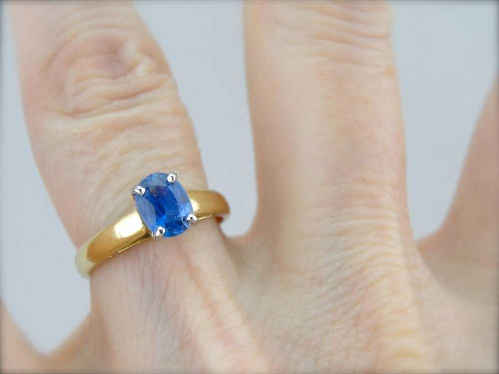 High Set Sapphire Solitaire - image 5