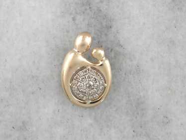 Champagne Diamond Mother and Child Pendant - image 1