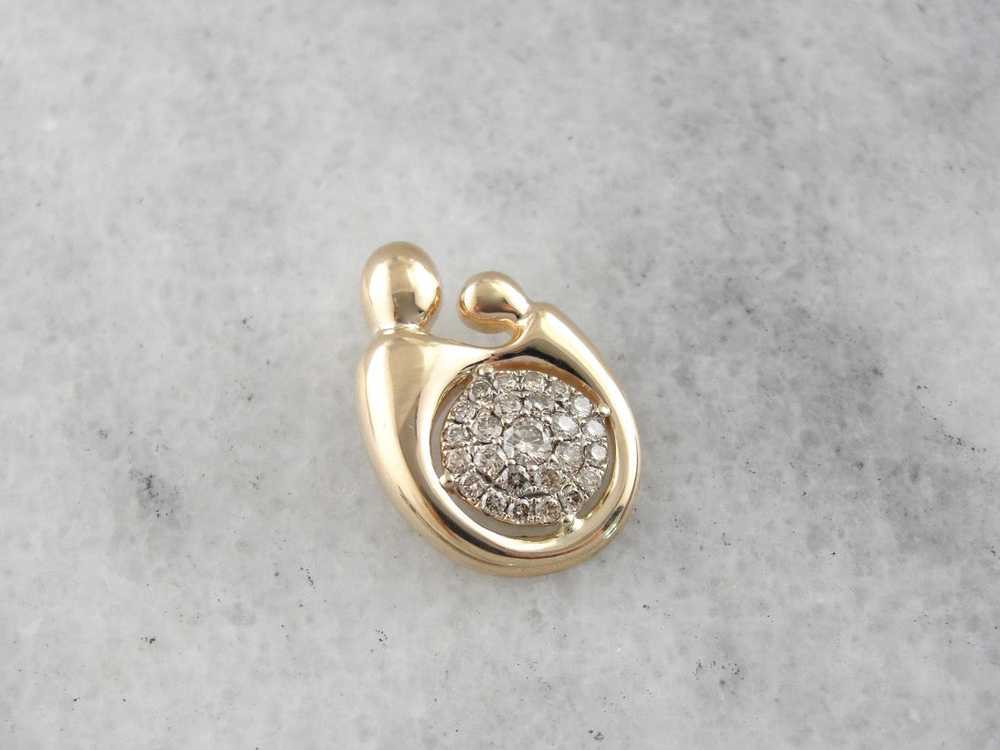 Champagne Diamond Mother and Child Pendant - image 2