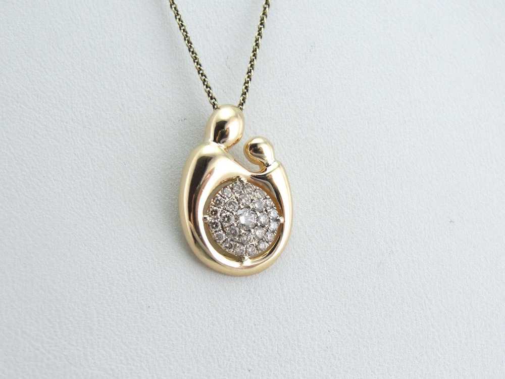 Champagne Diamond Mother and Child Pendant - image 5