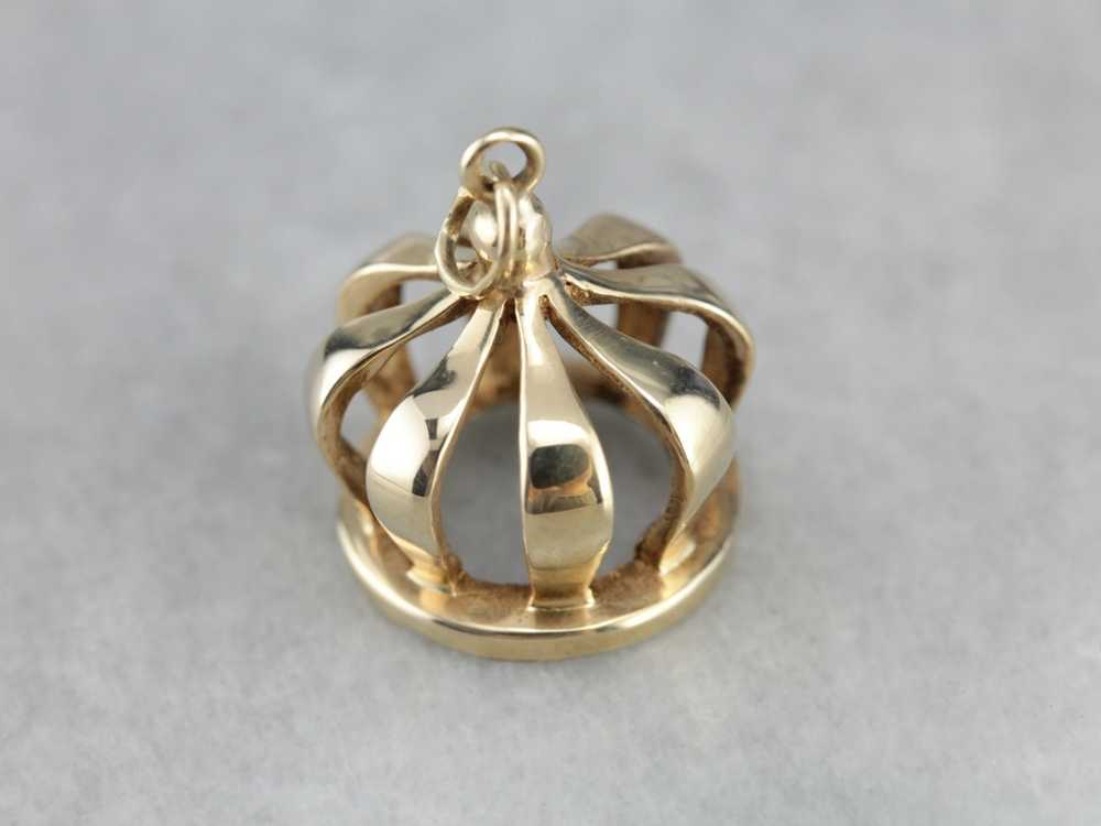 Vintage Gold Crown Charm - image 2