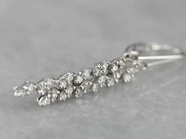 Long White Gold Diamond Earrings - image 1