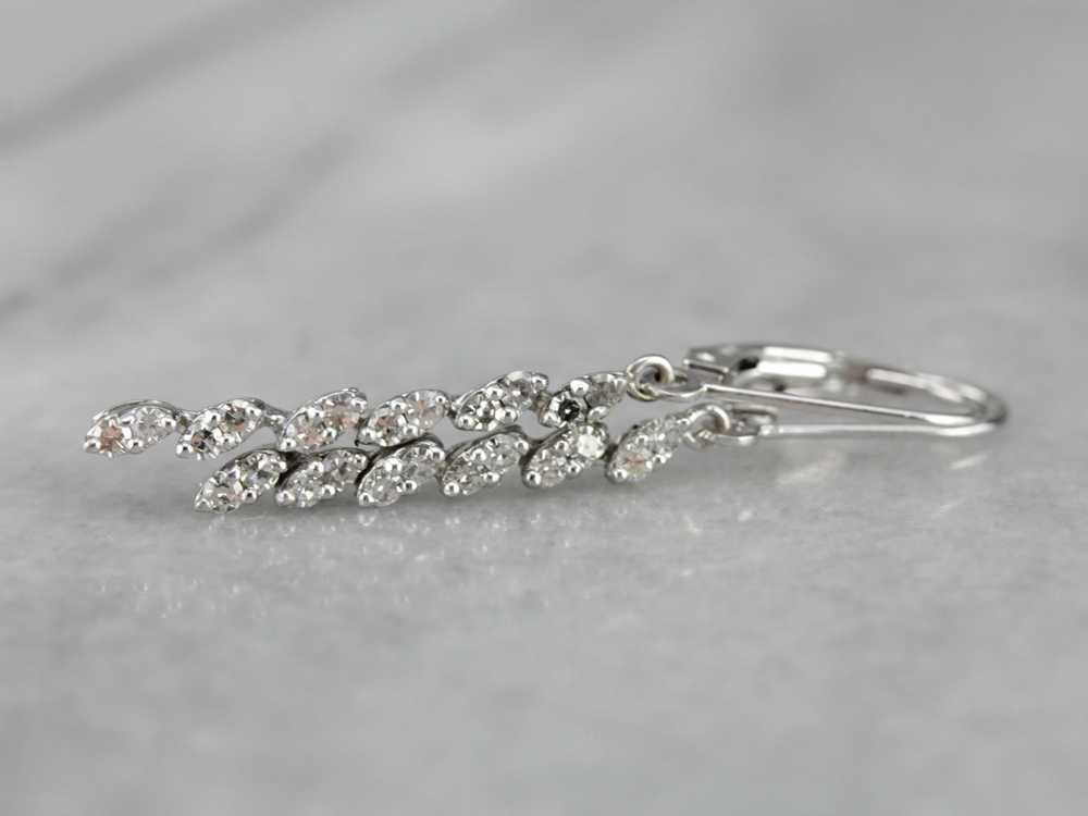 Long White Gold Diamond Earrings - image 2