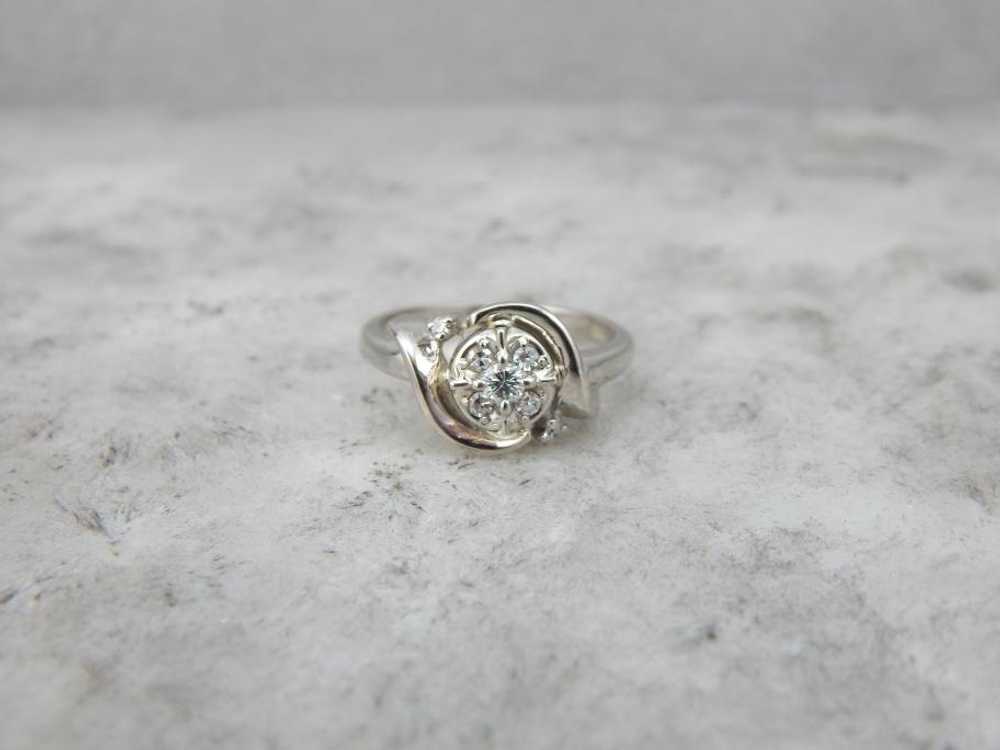 Vintage White Gold and Diamond Cocktail Ring - image 1