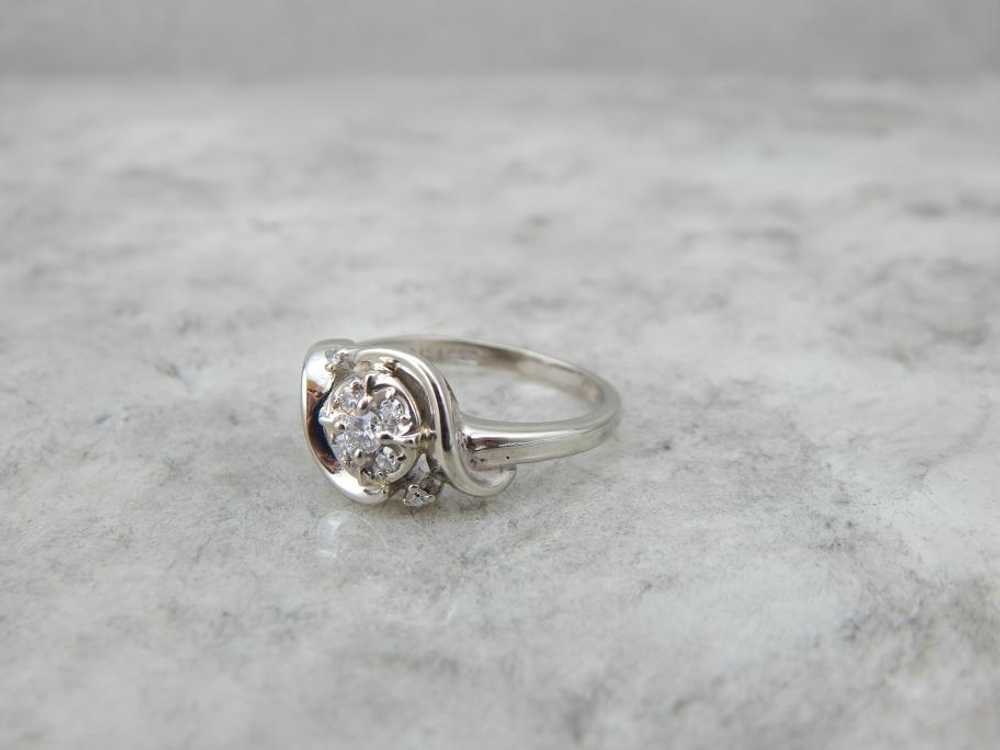 Vintage White Gold and Diamond Cocktail Ring - image 2