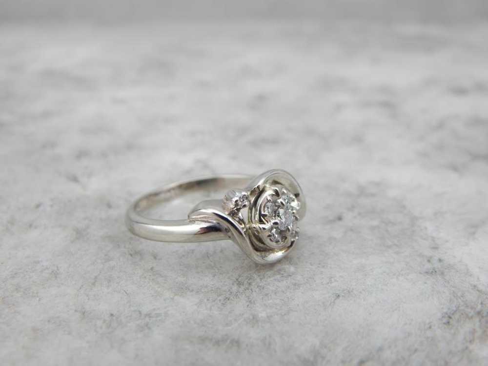 Vintage White Gold and Diamond Cocktail Ring - image 3