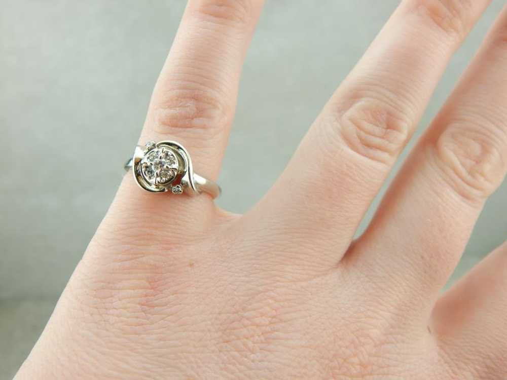 Vintage White Gold and Diamond Cocktail Ring - image 4