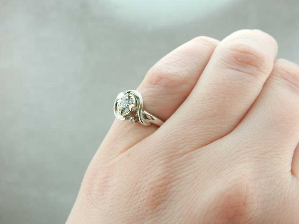 Vintage White Gold and Diamond Cocktail Ring - image 5