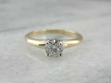 Classic Diamond Solitaire Engagement Ring in Yell… - image 1
