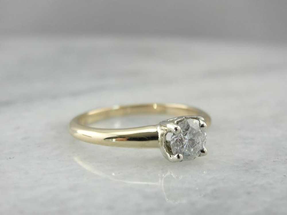 Classic Diamond Solitaire Engagement Ring in Yell… - image 2