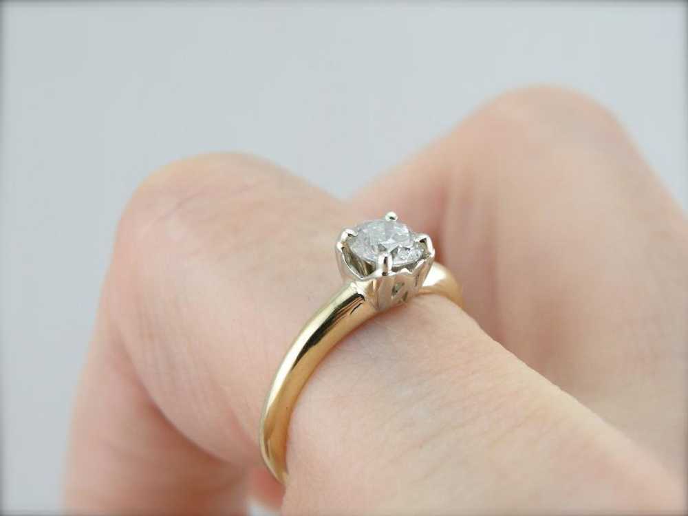 Classic Diamond Solitaire Engagement Ring in Yell… - image 4