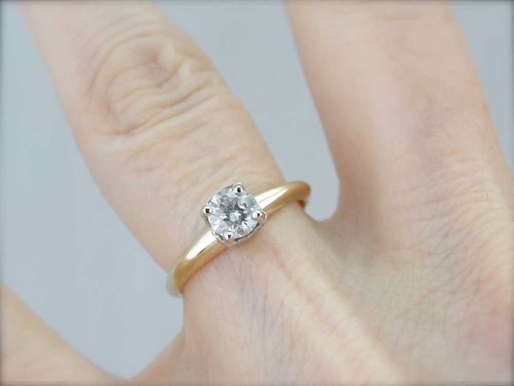 Classic Diamond Solitaire Engagement Ring in Yell… - image 5