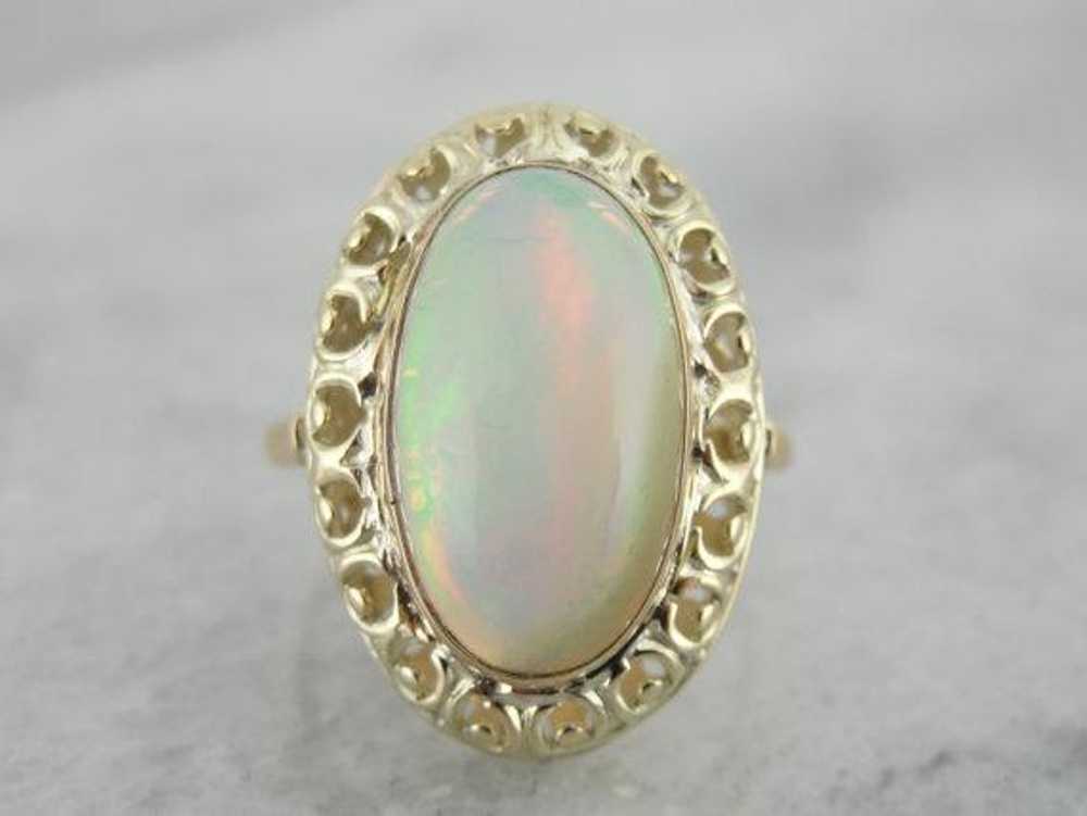 Ladies Filigree Ring with Fine Ethiopian Opal - image 1