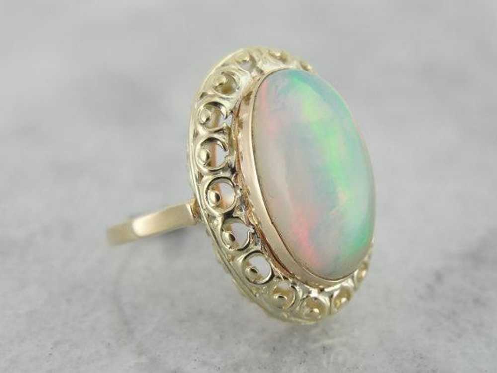 Ladies Filigree Ring with Fine Ethiopian Opal - image 2