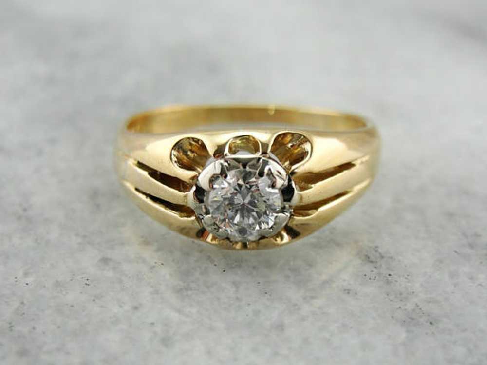 Vintage Diamond Belcher Solitaire Engagement Ring - image 1