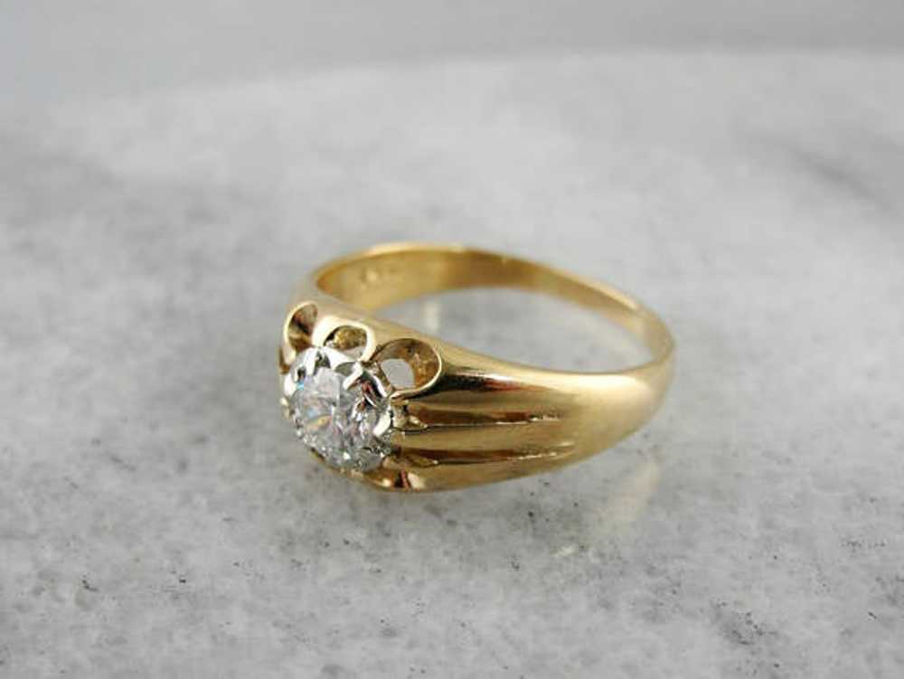 Vintage Diamond Belcher Solitaire Engagement Ring - image 2