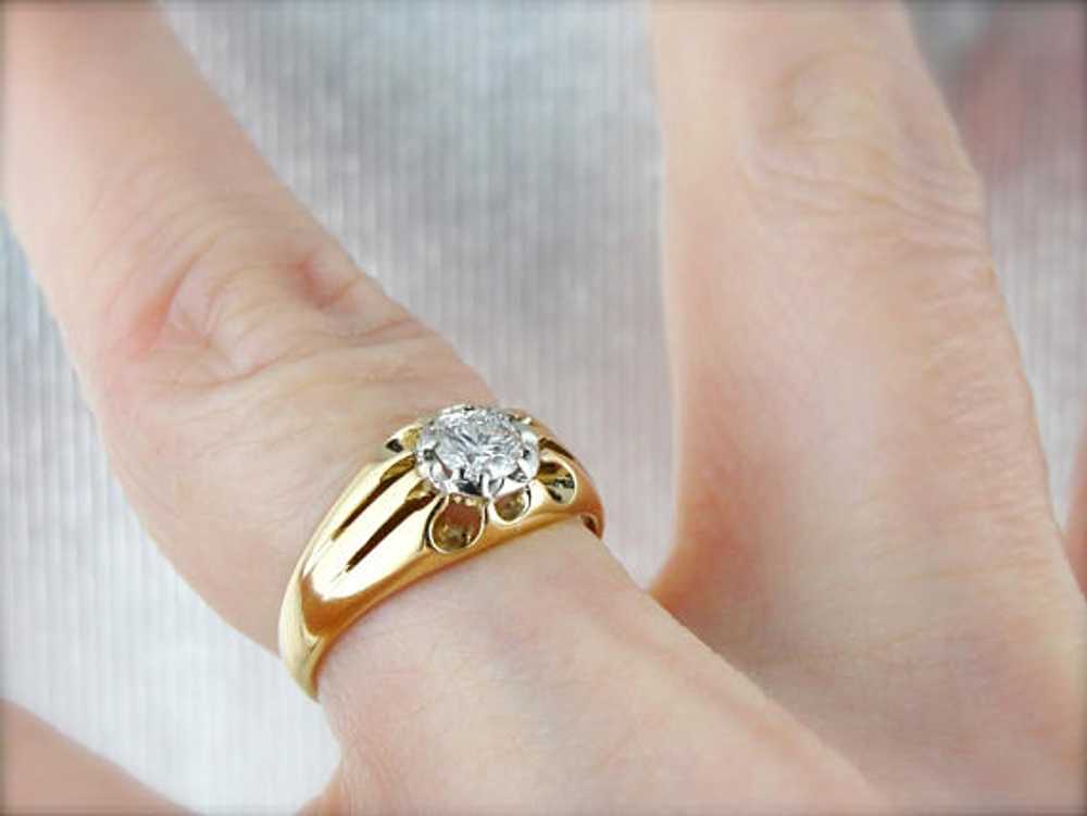 Vintage Diamond Belcher Solitaire Engagement Ring - image 4