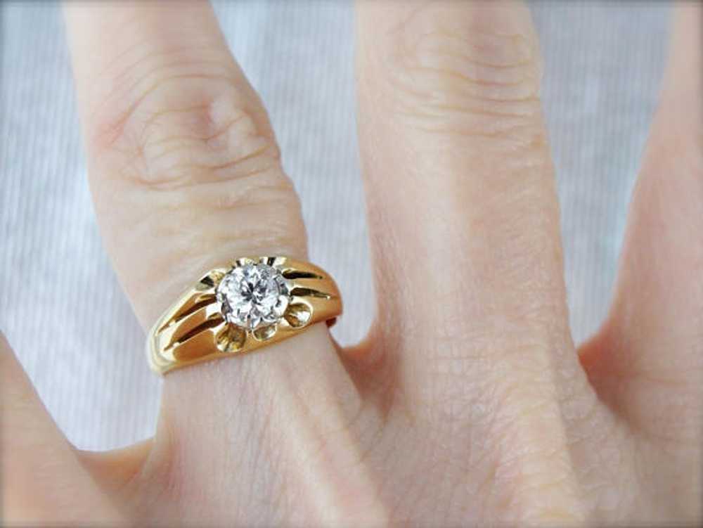 Vintage Diamond Belcher Solitaire Engagement Ring - image 5