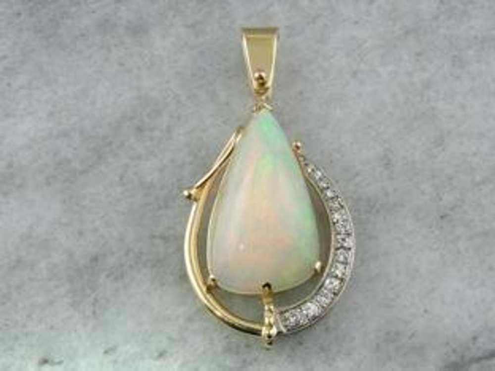 Modernist Mix: Ethiopian Opal and Diamond Pendant - image 1