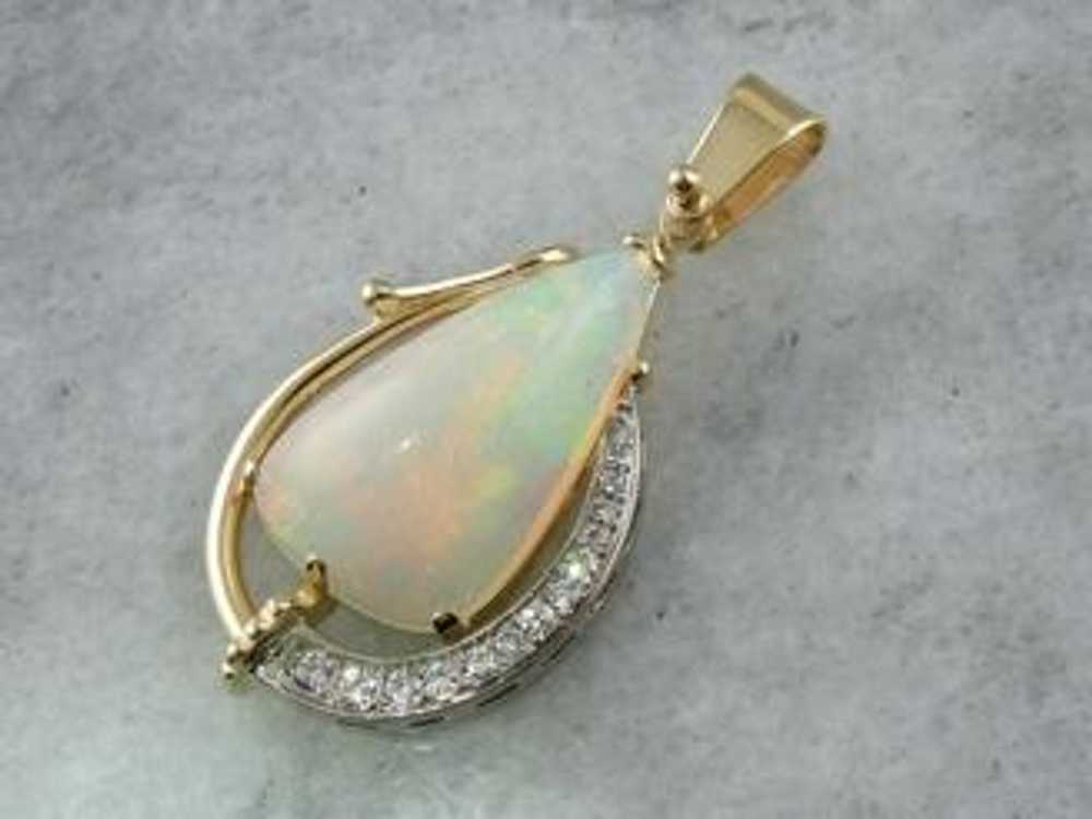 Modernist Mix: Ethiopian Opal and Diamond Pendant - image 2