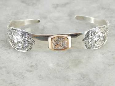Sterling Silver Cuff Bracelet with Moose Center - image 1
