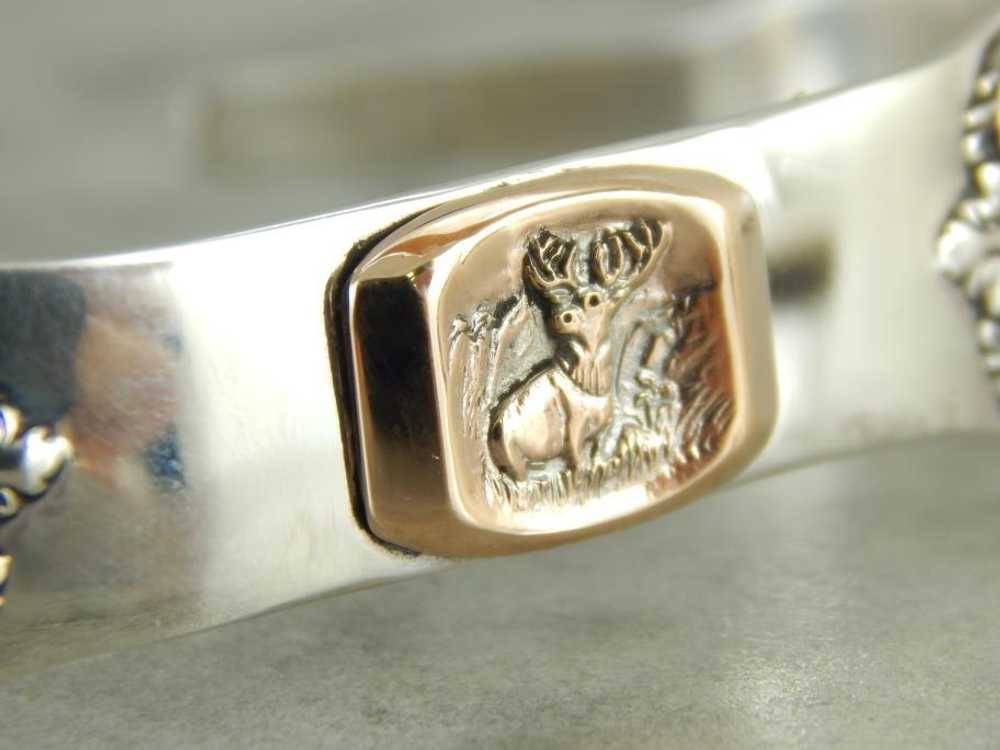 Sterling Silver Cuff Bracelet with Moose Center - image 3