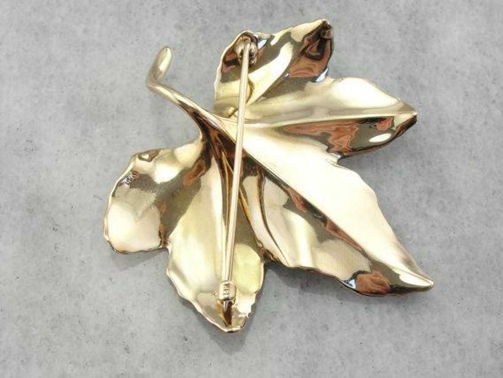 Maple Leaf Brooch with Pearl Center - image 3