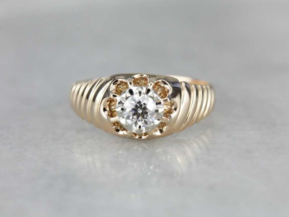 Belcher Set Diamond Solitaire Engagement Ring - image 1