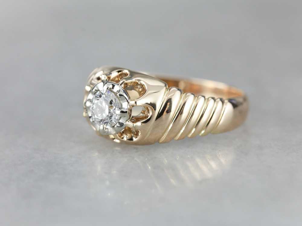 Belcher Set Diamond Solitaire Engagement Ring - image 2