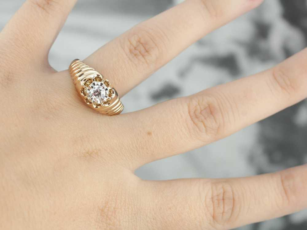 Belcher Set Diamond Solitaire Engagement Ring - image 4