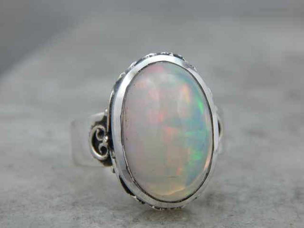 Exceptional Ethiopian Opal and Sterling Silver Ri… - image 1