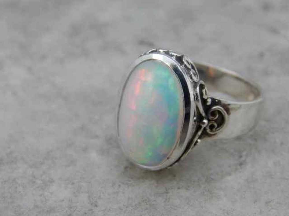 Exceptional Ethiopian Opal and Sterling Silver Ri… - image 2