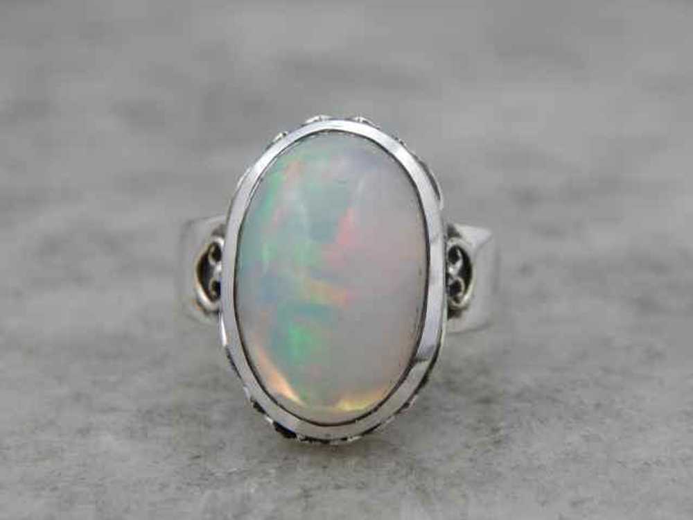 Exceptional Ethiopian Opal and Sterling Silver Ri… - image 3