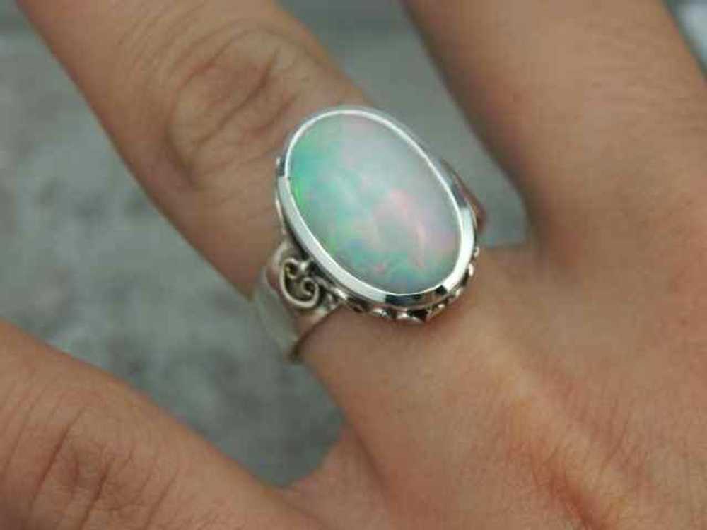 Exceptional Ethiopian Opal and Sterling Silver Ri… - image 4