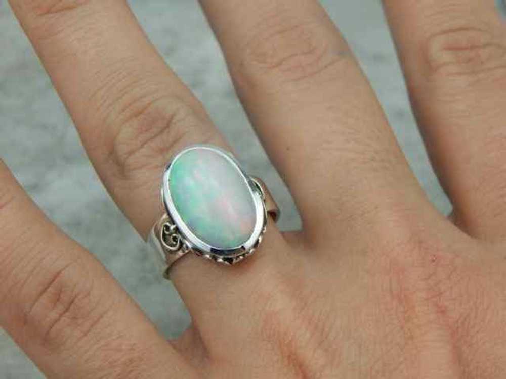 Exceptional Ethiopian Opal and Sterling Silver Ri… - image 5